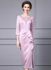 Pink Purple Short Sleeve Mother Of The Bride Dress