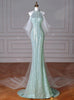 Green Mermaid Sequins Beading Backless Prom Dress