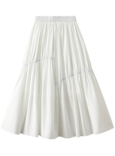 Irregular Pleated Elastic Waist Skirt