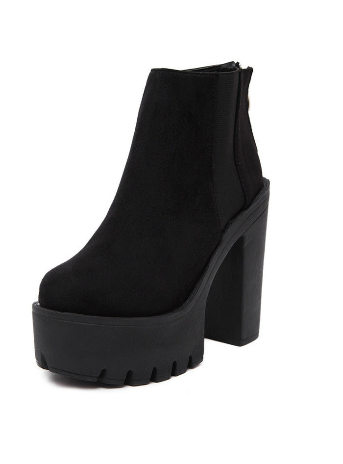 Suede Ultra-high Heel Waterproof Platform Shoes