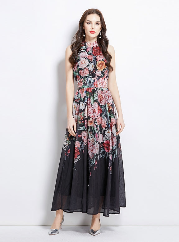 Tie-dye Printed Retro Slim Dress