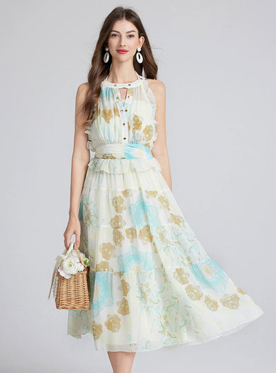 Beach Holiday Beach Printed Halter Dress