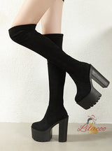 15cm Thick Heel Slim Over-the-knee Elastic Boots