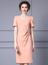 Short Sleeve Crystal Mother Of The Bride Dress