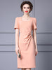 Short Sleeve Crystal Mother Of The Bride Dress