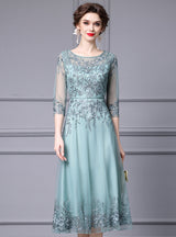 Pink Tulle Lace Beading Mother Of The Bride Dress