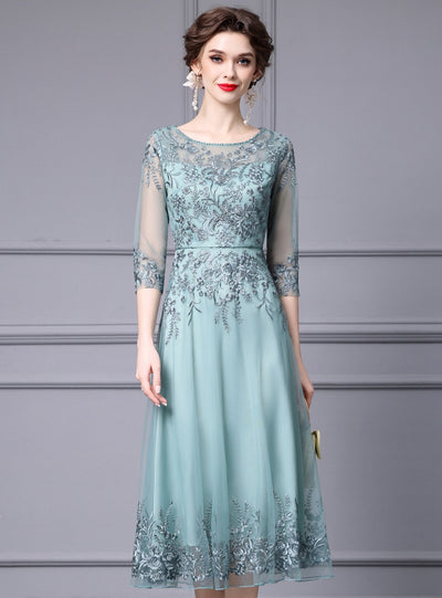 Pink Tulle Lace Beading Mother Of The Bride Dress