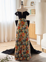 Sexy Sequins Black Velvet Strapless Prom Dress
