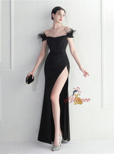 Mermaid Off the Shoulder Feather Prom Dress