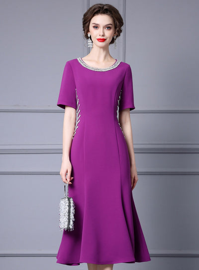 Red Short Sleeve Mother Of The Bride Dress