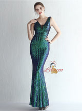 V-neck Mermaid Sequins Prom Dress