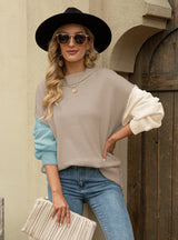 Spliced Knitted Turtleneck Sweater