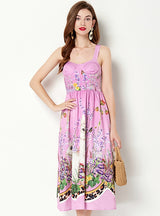 Printed Sleeveless Violet Dress