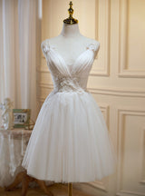 Ivory White Straps Tulle Lace Homecoming Dress