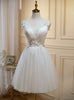 Ivory White Straps Tulle Lace Homecoming Dress