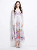 Palace Deep V-neck Lace Horn Sleeve Button Printed Dress