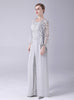 Gray Chiffon Lace Mother Of The Bride Dress
