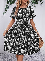 Floral Print Short Sleeve Dress