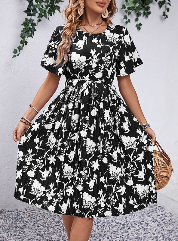 Floral Print Short Sleeve Dress