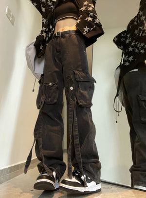 Black Straight High-waisted Jeans