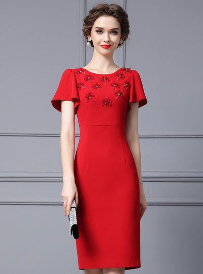 Red Beading Mother Of The Bride Dress