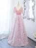 Pink Tassel Sequins Beading Prom Dress