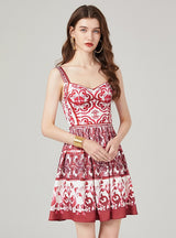 Retro Palace Printed Suspender Dress