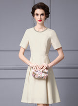 Apricot Short Sleeve Beading Mother Of The Bride Dress