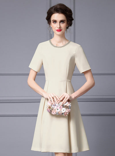Apricot Short Sleeve Beading Mother Of The Bride Dress