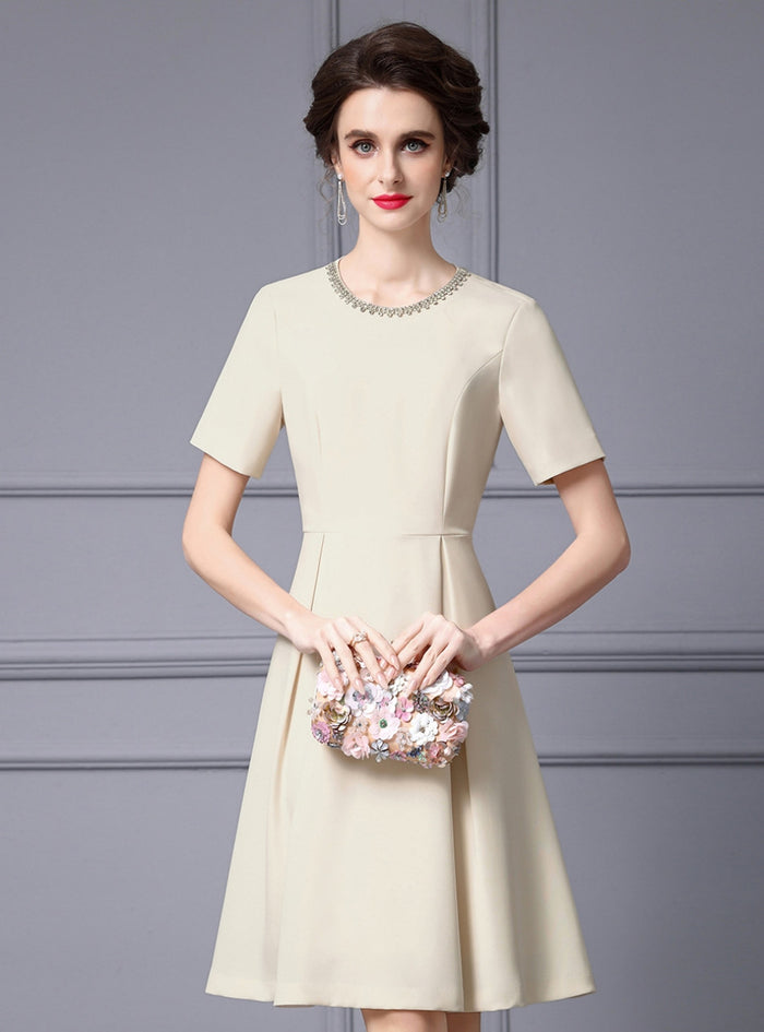 Apricot Short Sleeve Beading Mother Of The Bride Dress