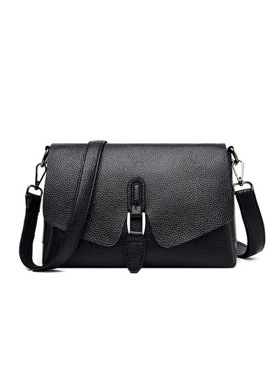 Small Square Bag Soft Leather Buckle Shoulder Crossbody Bag