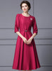 Red Satin Short Sleeve Mother Of The Bride Dress
