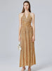 Gold Sequins V-neck Party Dress