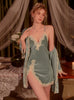Open-back Lace Velvet Suspender Nightdress