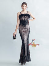 Spaghetti Straps Sequins Mermaid Prom Dress