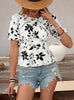 Retro Floral Printed Bubble Sleeve Top