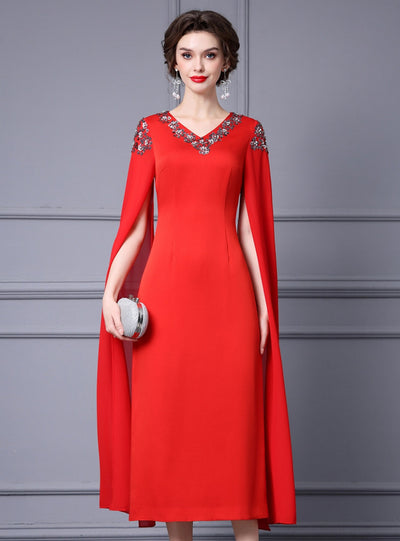 Dark Purple V-neck Mother Of The Bride Dress