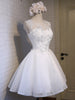 White Lace Beading Homecoming Dress