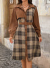 Casual Retro Shirt Plaid Stitching Dress