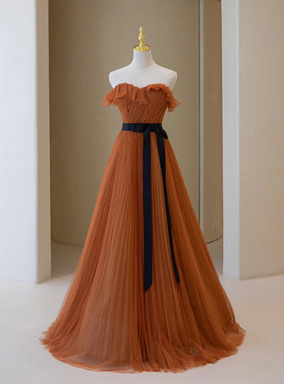 Strapless Tulle Pleats Prom Dress