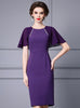 Purple Scoop Neck Mother Of The Bride Dress