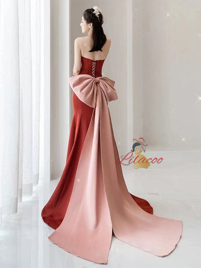 Mermaid Strapless Pleats Prom Dress
