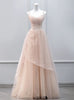 Pink Tulle Pleats Straps Beading Prom Dress