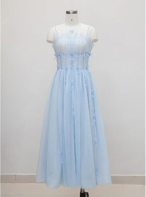 Light Blue Tube Top Suspender Dress