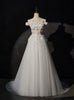 White Tulle 3D Flower Wedding Dress