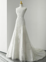 Sexy White Tulle Lace Strapless Wedding Dress