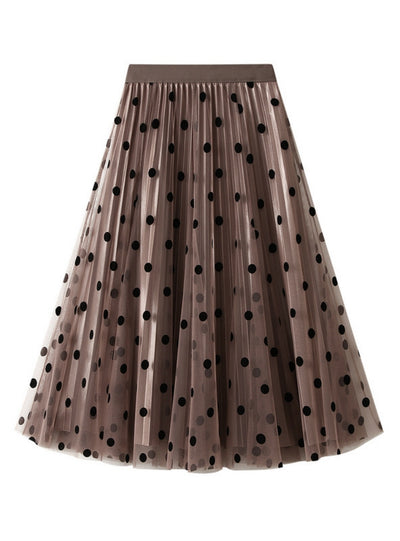 Polka Dot Gauze Pleated Skirt