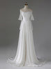 White Satin Lace Pleats Wedding Dress