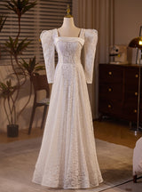 White Lace Long Sleeve Wedding Dress