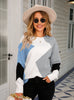 Long Sleeve Round Neck Diamond Sweater